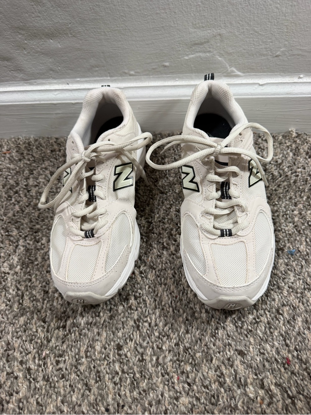 New Balance Cream/White Kids Athletic Sneakers